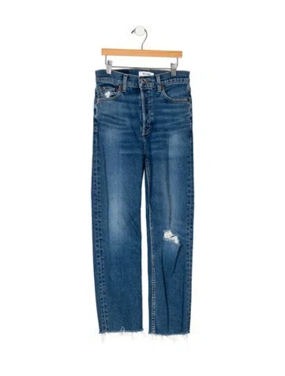 Pre-owned Re/done High-rise Straight Leg Jeans In Blue