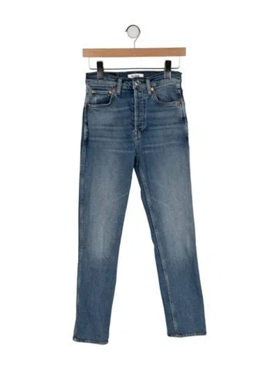 Pre-owned Re/done High-rise Straight Leg Jeans In Blue