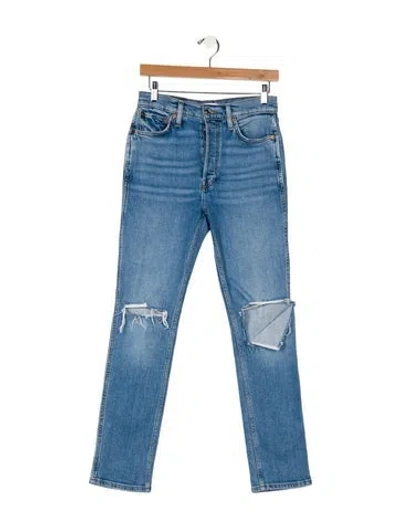 Pre-owned Re/done High-rise Straight Leg Jeans In Blue