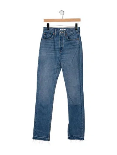 Pre-owned Re/done High-rise Straight Leg Jeans In Blue