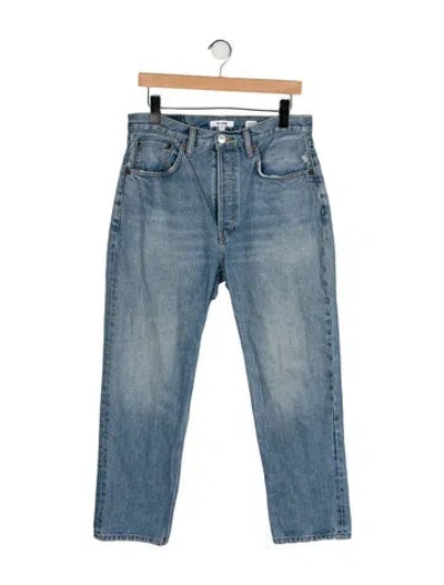 Pre-owned Re/done High-rise Straight Leg Jeans In Blue
