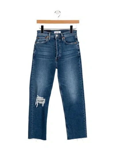 Pre-owned Re/done High-rise Straight Leg Jeans In Blue