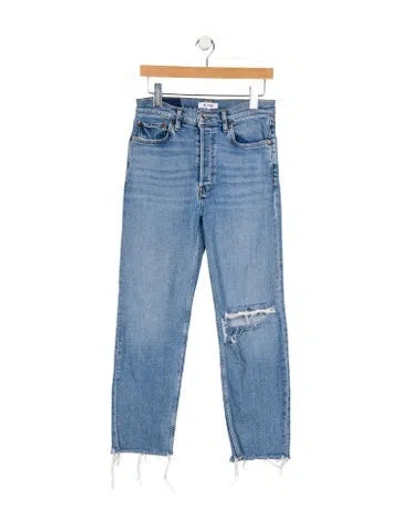 Pre-owned Re/done High-rise Straight Leg Jeans In Blue