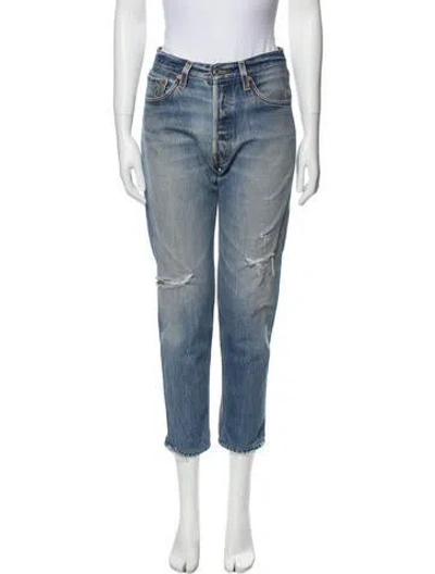 Pre-owned Re/done High-rise Straight Leg Jeans In Blue