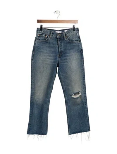 Pre-owned Re/done High-rise Straight Leg Jeans In Blue