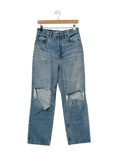 Pre-owned Re/done High-rise Straight Leg Jeans In Blue