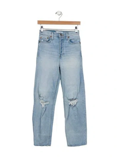 Pre-owned Re/done High-rise Straight Leg Jeans In Blue