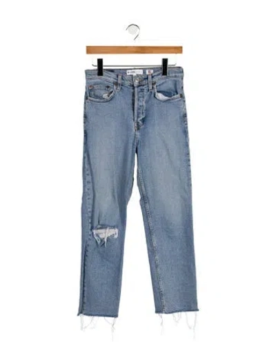 Pre-owned Re/done High-rise Straight Leg Jeans In Blue