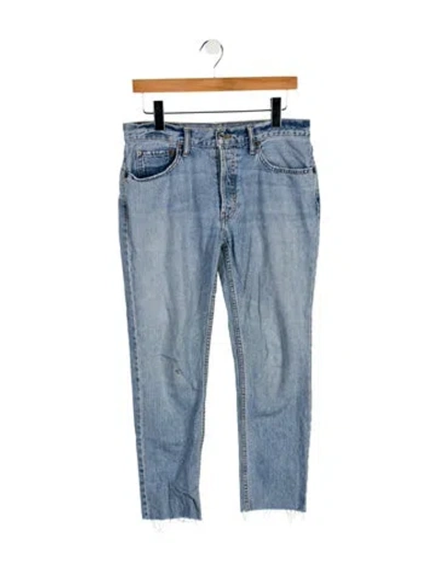 Pre-owned Re/done High-rise Straight Leg Jeans In Blue