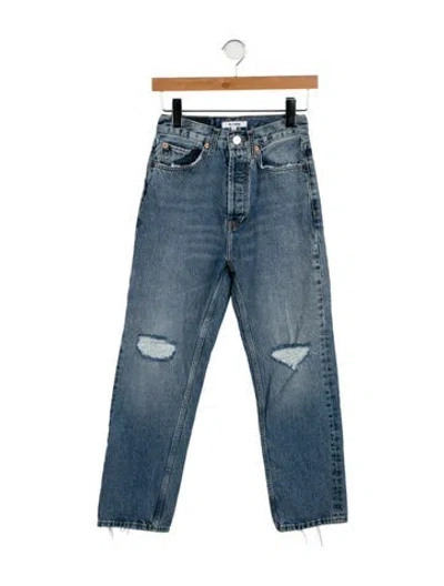 Pre-owned Re/done High-rise Straight Leg Jeans In Blue