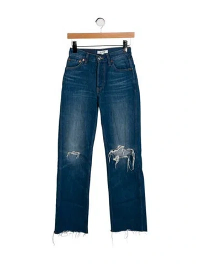 Pre-owned Re/done High-rise Straight Leg Jeans In Blue