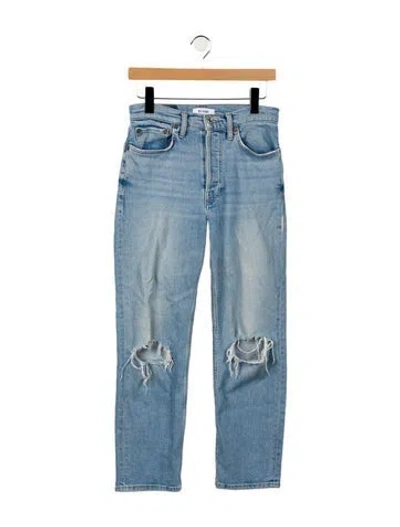Pre-owned Re/done High-rise Straight Leg Jeans In Blue