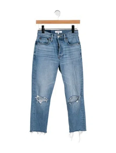 Pre-owned Re/done High-rise Straight Leg Jeans In Blue