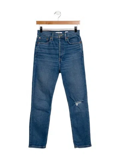 Pre-owned Re/done High-rise Straight Leg Jeans In Blue
