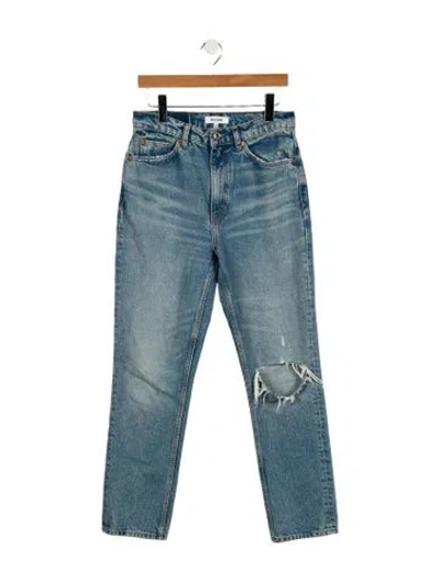 Pre-owned Re/done High-rise Straight Leg Jeans In Blue