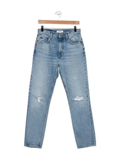 Pre-owned Re/done High-rise Straight Leg Jeans In Blue