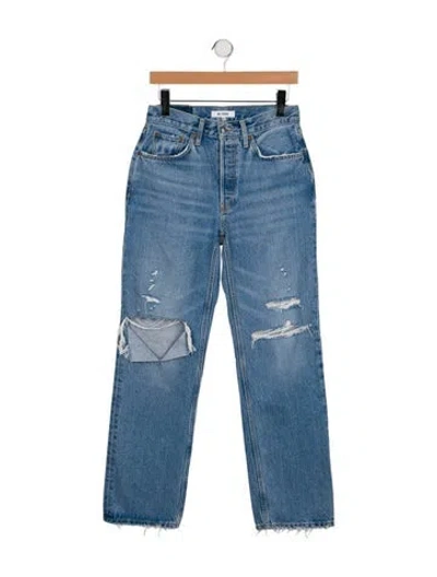 Pre-owned Re/done High-rise Straight Leg Jeans In Blue