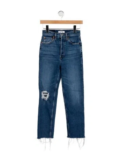 Pre-owned Re/done High-rise Straight Leg Jeans In Blue