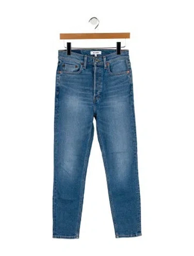 Pre-owned Re/done High-rise Straight Leg Jeans In Blue
