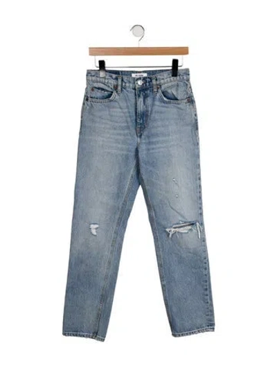 Pre-owned Re/done High-rise Straight Leg Jeans In Blue