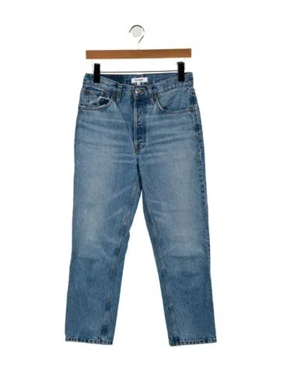 Pre-owned Re/done High-rise Straight Leg Jeans In Blue