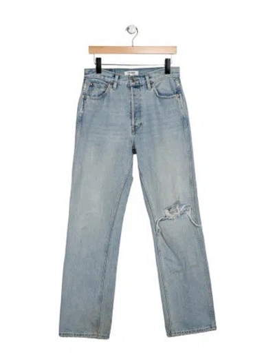 Pre-owned Re/done High-rise Straight Leg Jeans In Blue