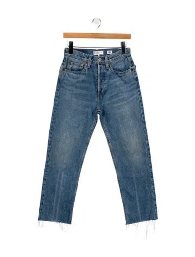 Pre-owned Re/done High-rise Straight Leg Jeans In Blue