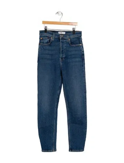 Pre-owned Re/done High-rise Straight Leg Jeans In Blue