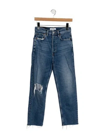 Pre-owned Re/done High-rise Straight Leg Jeans In Blue