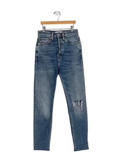 Pre-owned Re/done High-rise Straight Leg Jeans In Blue
