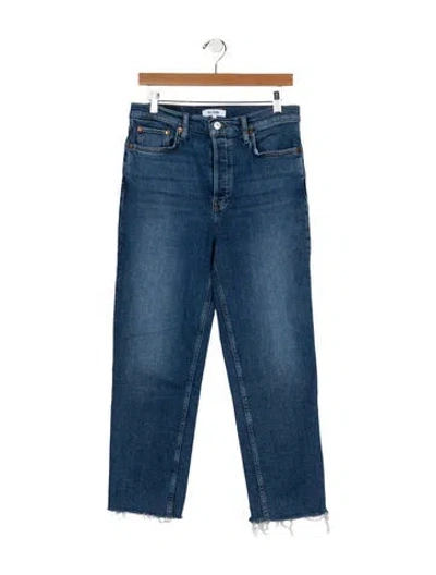 Pre-owned Re/done High-rise Straight Leg Jeans In Blue