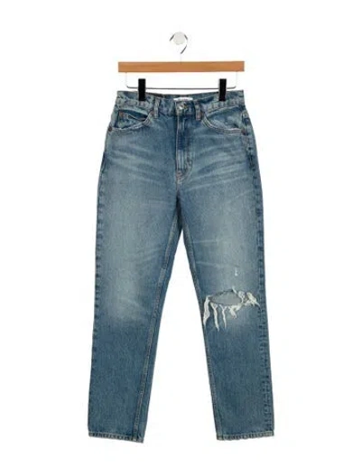 Pre-owned Re/done High-rise Straight Leg Jeans In Blue