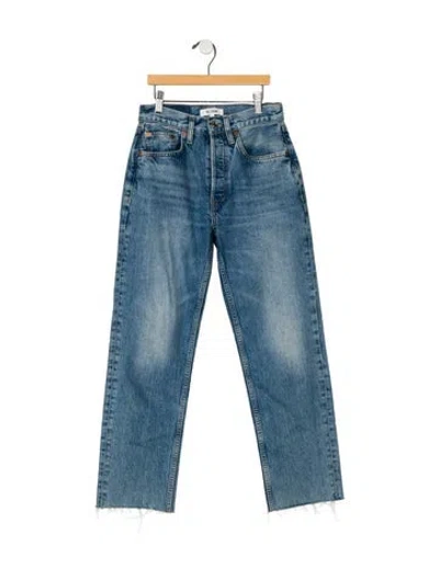 Pre-owned Re/done High-rise Straight Leg Jeans In Blue