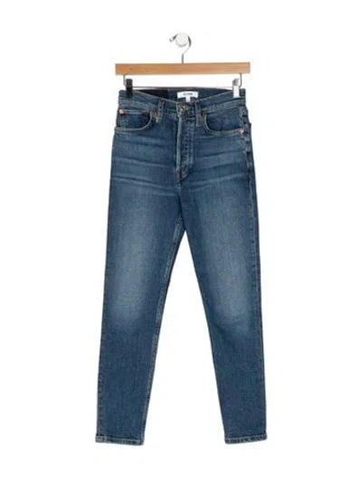 Pre-owned Re/done High-rise Straight Leg Jeans In Blue