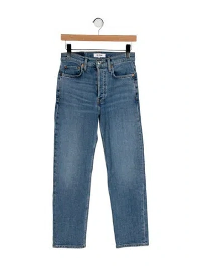 Pre-owned Re/done High-rise Straight Leg Jeans In Blue