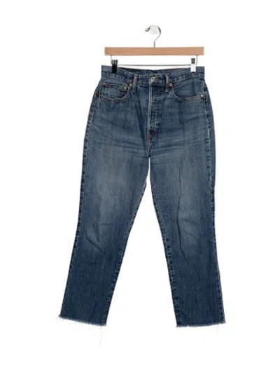 Pre-owned Re/done High-rise Straight Leg Jeans In Blue