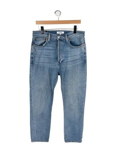 Pre-owned Re/done High-rise Straight Leg Jeans In Blue