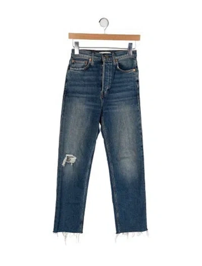 Pre-owned Re/done High-rise Straight Leg Jeans In Blue