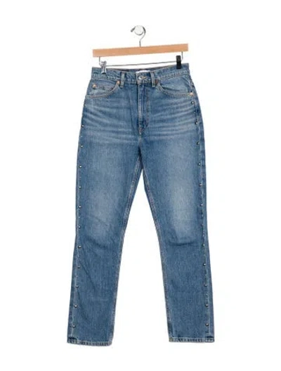 Pre-owned Re/done High-rise Straight Leg Jeans In Blue