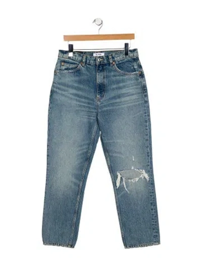 Pre-owned Re/done High-rise Straight Leg Jeans In Blue