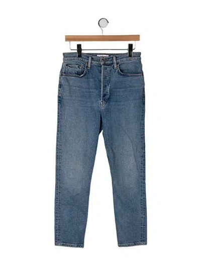 Pre-owned Re/done High-rise Straight Leg Jeans In Blue