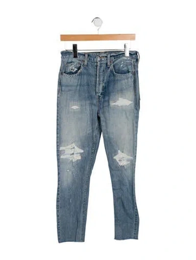 Pre-owned Re/done High-rise Straight Leg Jeans In Blue