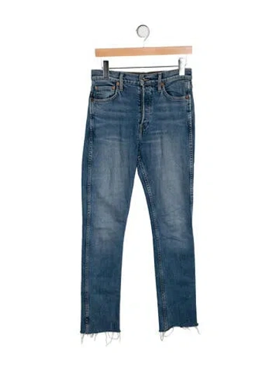 Pre-owned Re/done High-rise Straight Leg Jeans In Blue