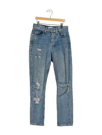 Pre-owned Re/done High-rise Straight Leg Jeans In Blue