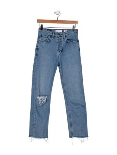 Pre-owned Re/done High-rise Straight Leg Jeans In Blue