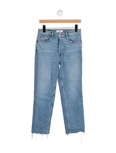 Pre-owned Re/done High-rise Straight Leg Jeans In Blue