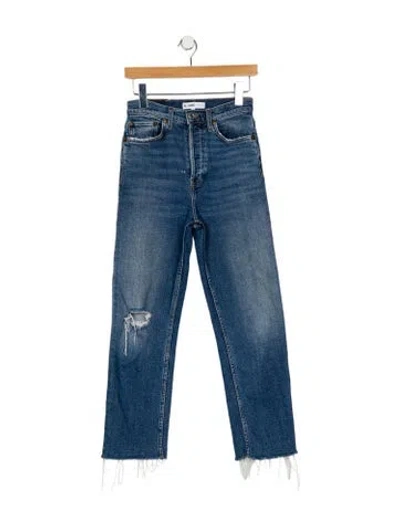 Pre-owned Re/done High-rise Straight Leg Jeans In Blue