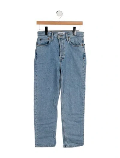 Pre-owned Re/done High-rise Straight Leg Jeans In Blue