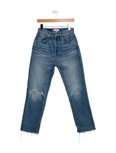 Pre-owned Re/done High-rise Straight Leg Jeans In Blue