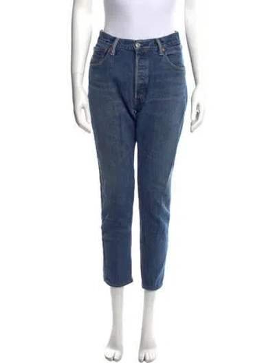 Pre-owned Re/done High-rise Straight Leg Jeans In Blue